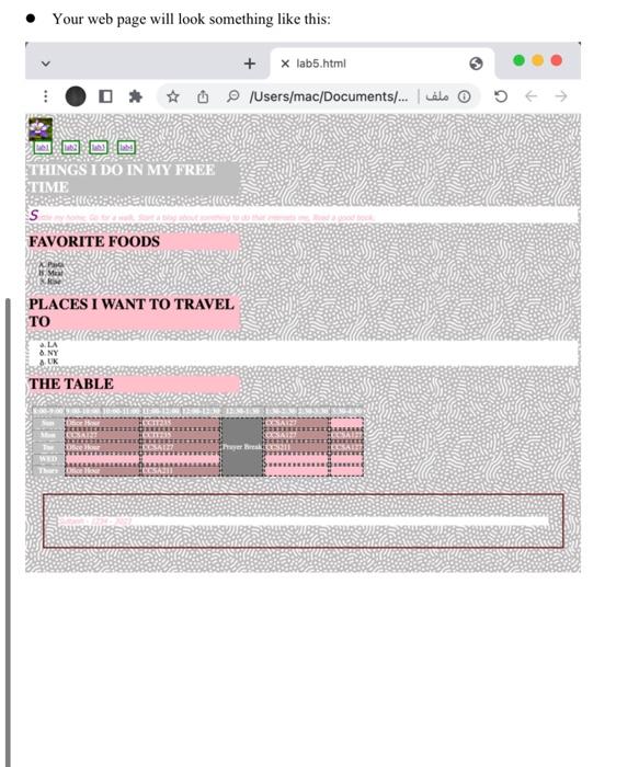 following: - A header element which includes an image of your choice