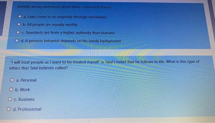  Identity wrong statement about divine command theory 3. Laws come to