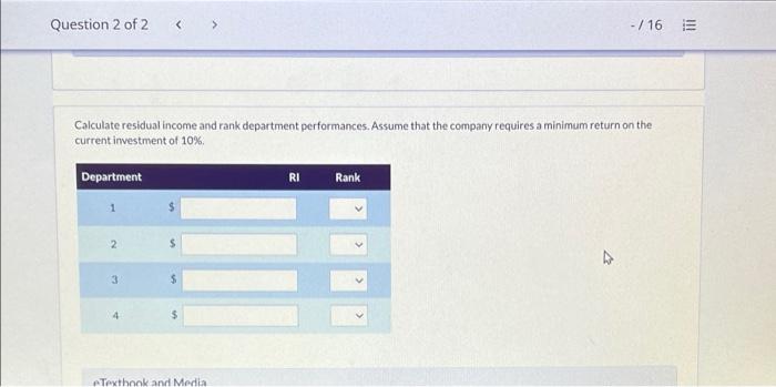 has collected the following departmental information for 2020: Department Sales $ 172,000