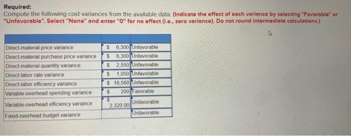Cost Variances: Review of Chapters 10 and 11 (LO 11-5) Chilico Corporation