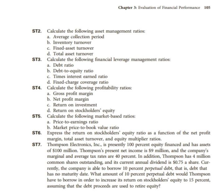 for the Freemont Corporation are to be used in answering self-test problems