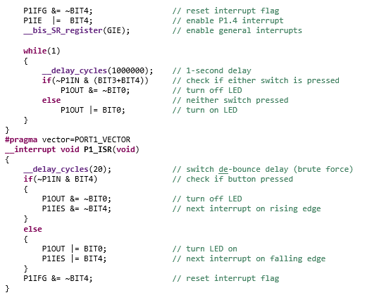 It is written to turn off the green LED on the LaunchPad