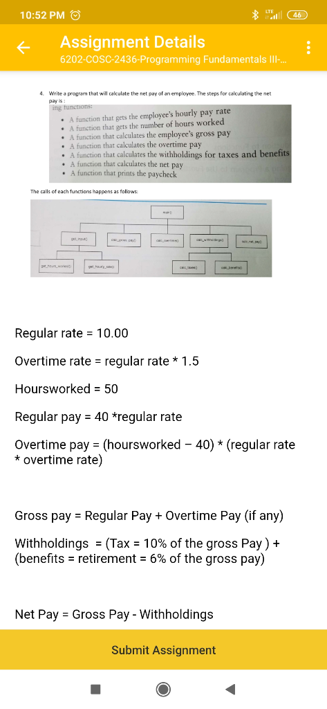  Python 3 10:52 PM | 3 | (46) Assignment Details 6202-COSC-2436-Programming