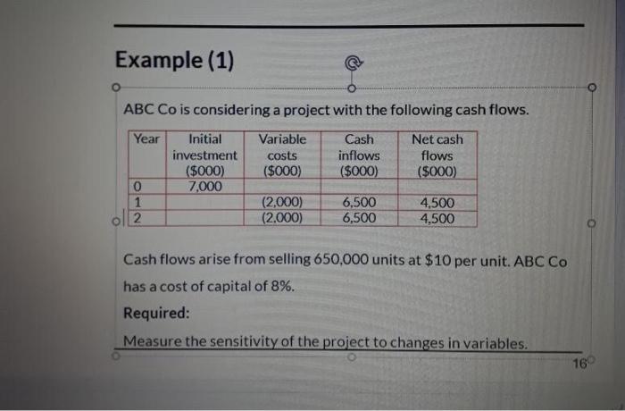 Example (1) ABC Co is considering a project with the following