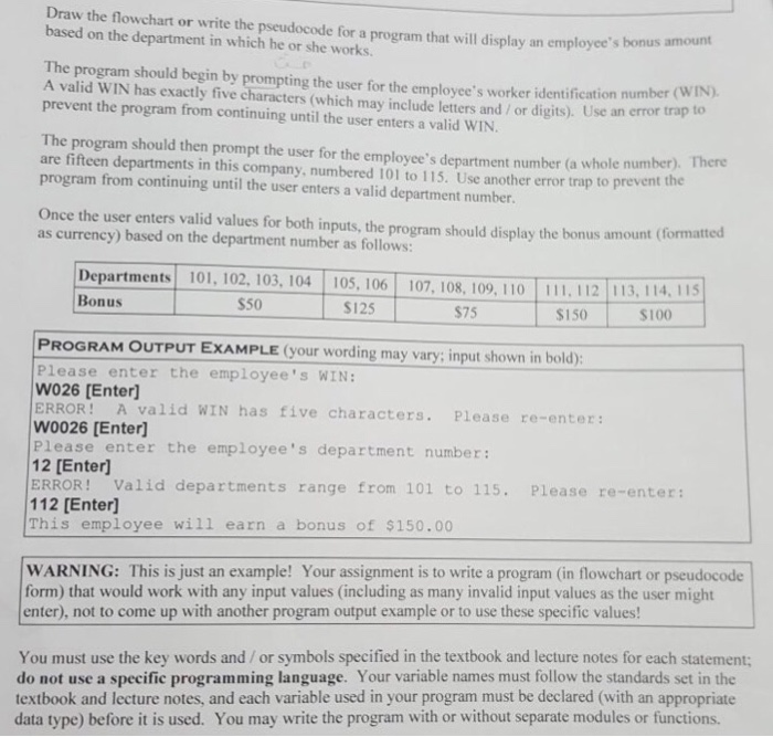  Draw the flowchart or write the pseudocode for a program that