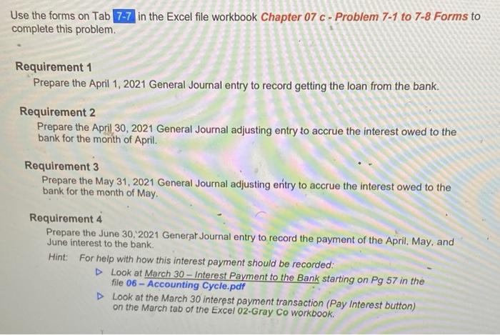 a Loan - Accrue Interest on the Loan - Pay Interest On