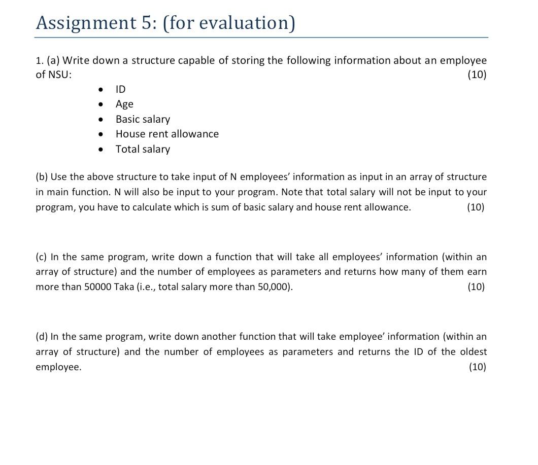 solve it asap Assignment 5: (for evaluation) . 1. (a) Write