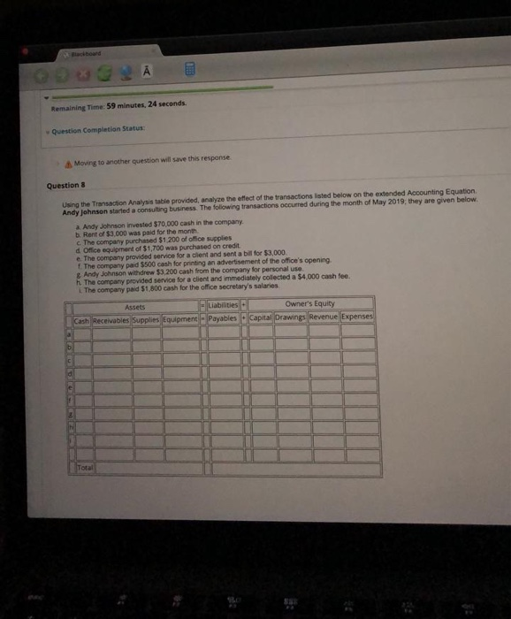  ciboard Remaining Time: 59 minutes, 24 seconds. Question Completion Status: Moving
