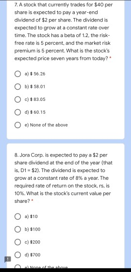 on the stock, Rs, is 10 percent. What is the expected price