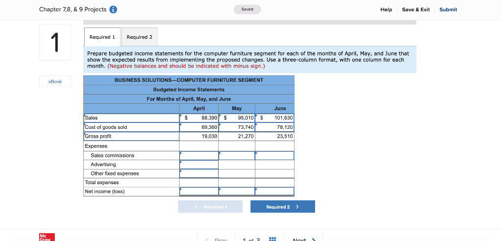 changes? Chapter 7,8, & 9 Projects i Saved Help Save & Exit