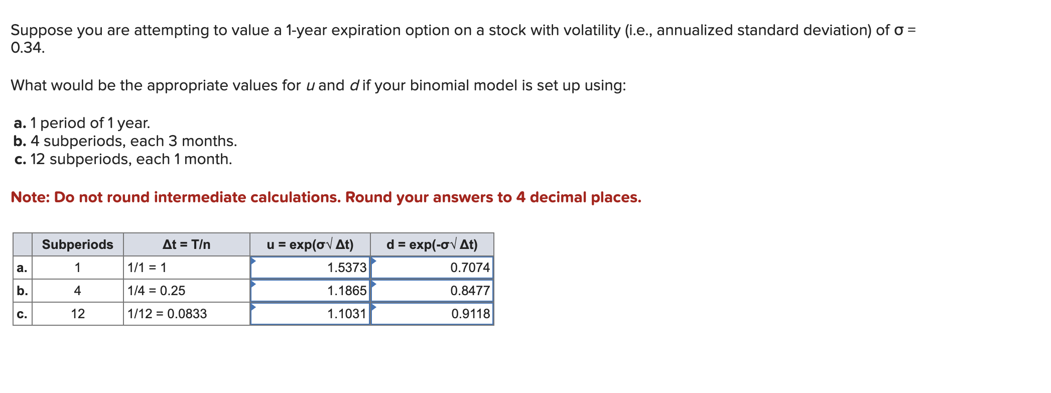  Suppose you are attempting to value a 1-year expiration option on