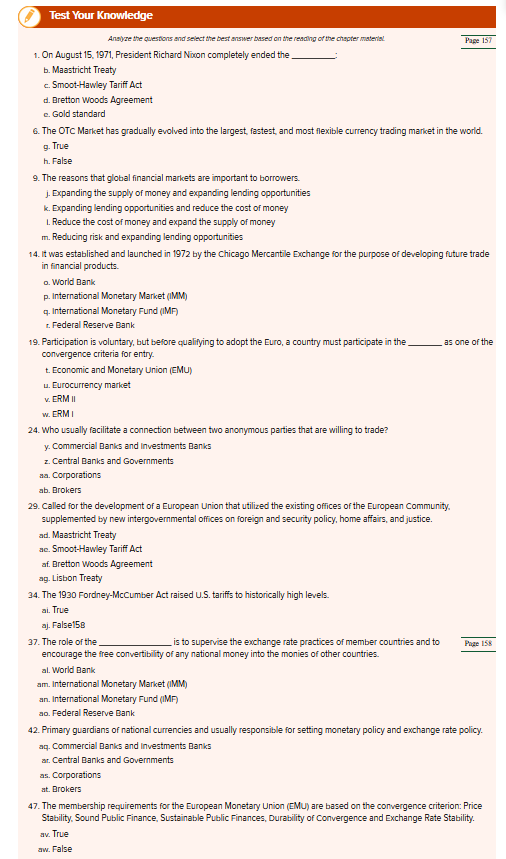 Can I get someone to answer all the questions Test Your Knowledge