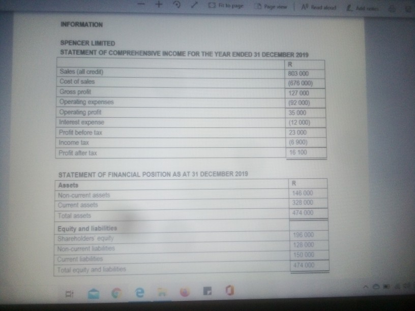 (20 Mark) REQUIRED 3.1 Use the information provided below to calculate the