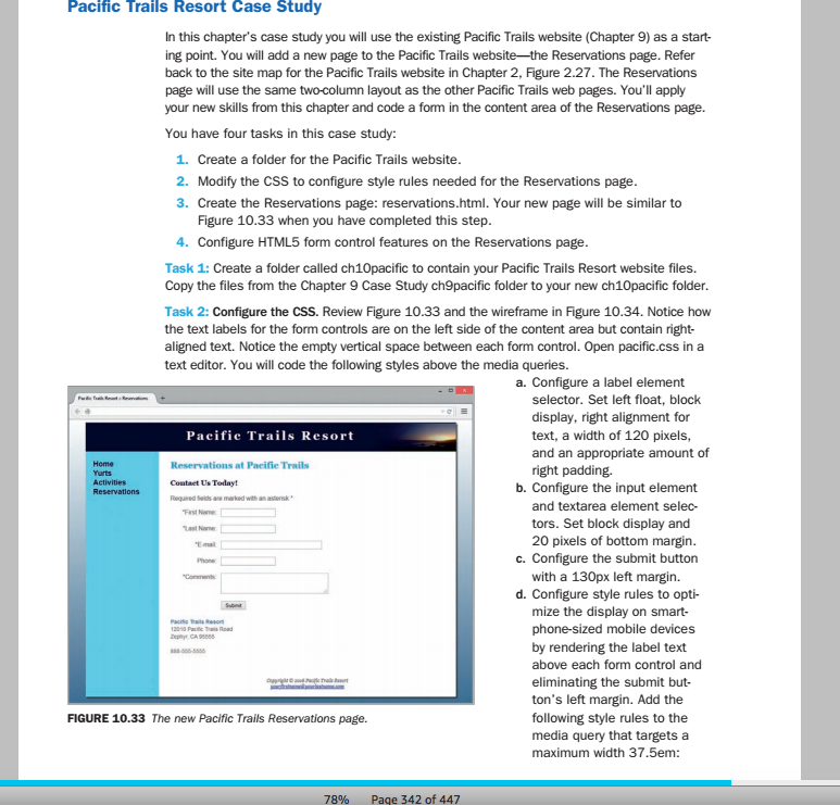 Please modify the CSS file using task 2 pacific.css file: header, main,