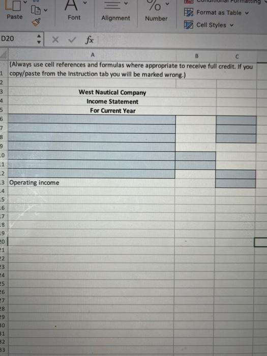 of Managerial Accounting Prepare Income Statement Review the following amounts for West
