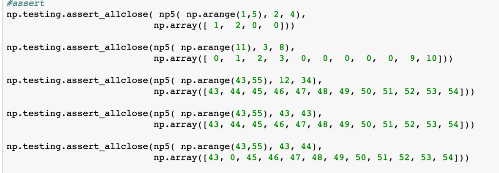 all values between i and j to 0, in place. Use NumPy