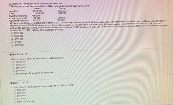  Questions no. 15 through 19 are based on the below fact