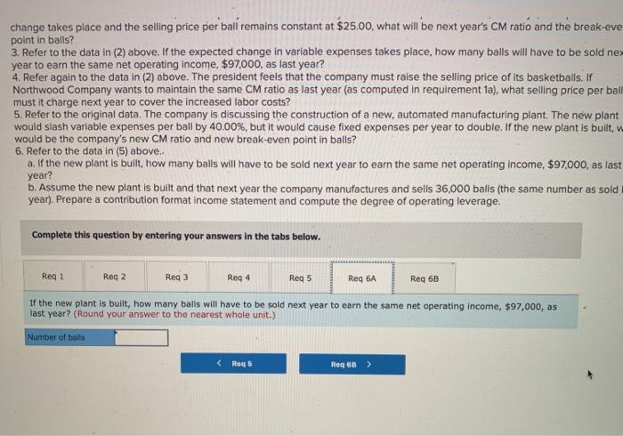 balls, with the following results: Sales (36,000 balls) Variable expenses Contribution margin