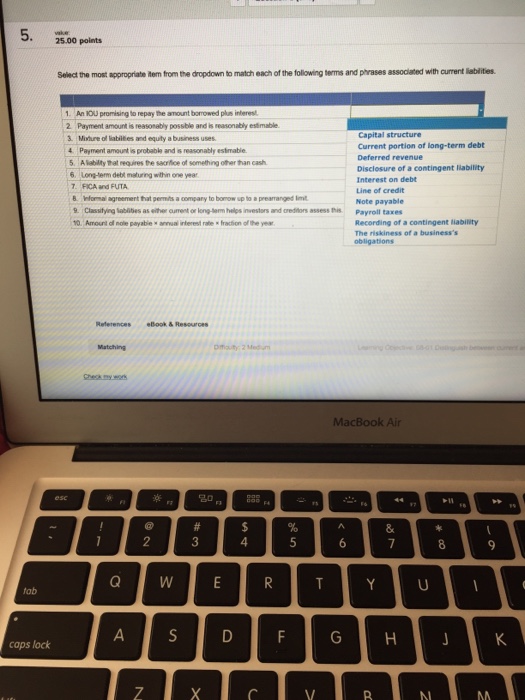  Select the most appropriate item from the dropdown to match each