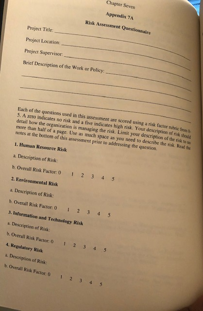 Appendix 7A, conduct a risk assessment of a public service project that