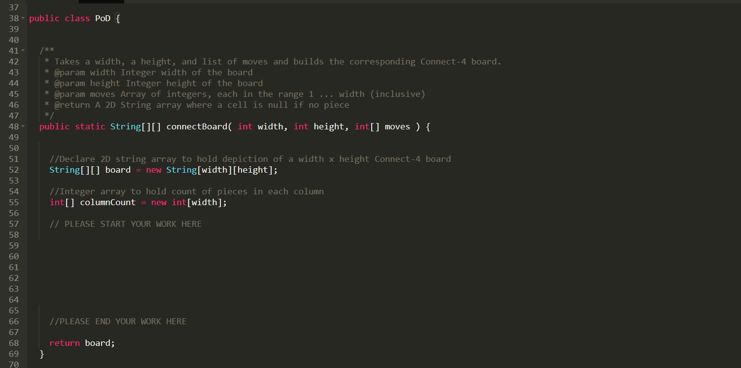 moves and builds the corresponding Connect-4 board. Not familiar with the game?