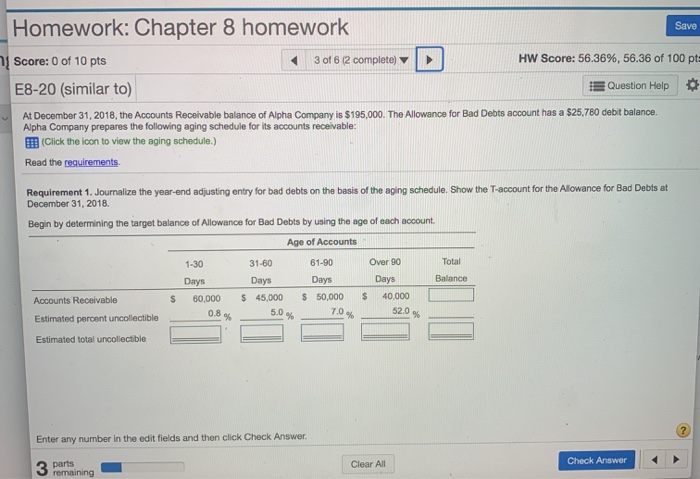  need help with question Save Homework: Chapter 8 homework Score: 0