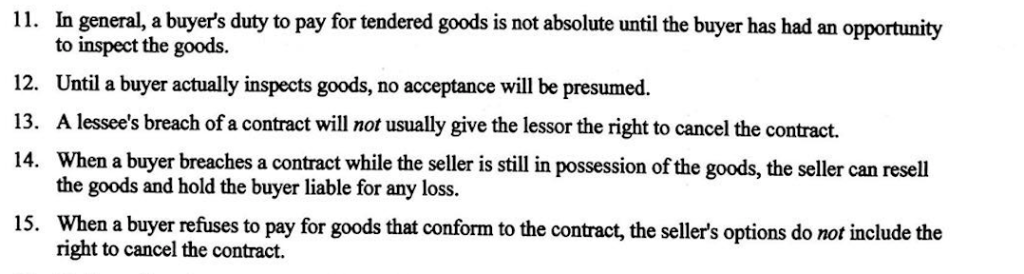 Answer following True or False question: 11. In general, a buyer's