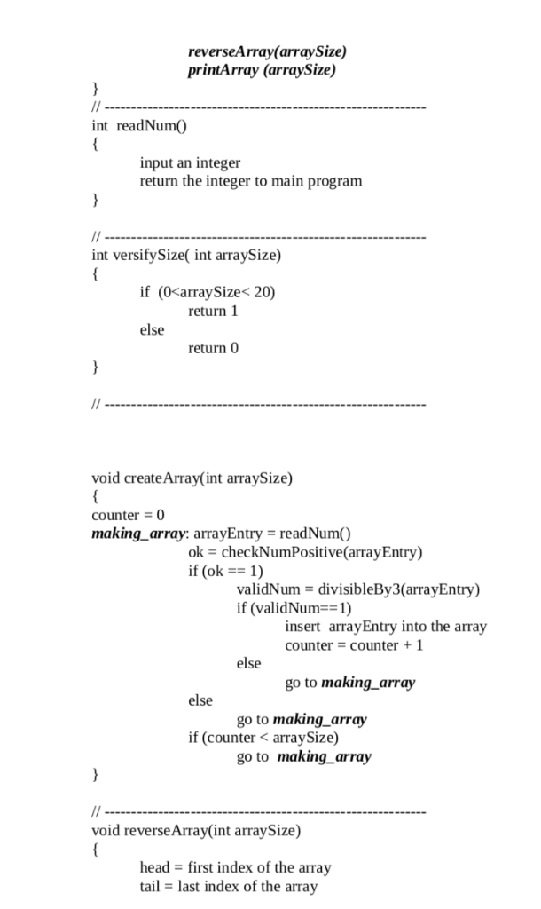 value for array size "n" and fill up the array with n