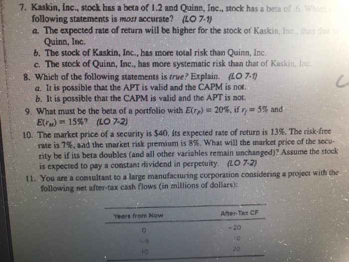 companies. The T-bill rate is 4% and the market risk premium is