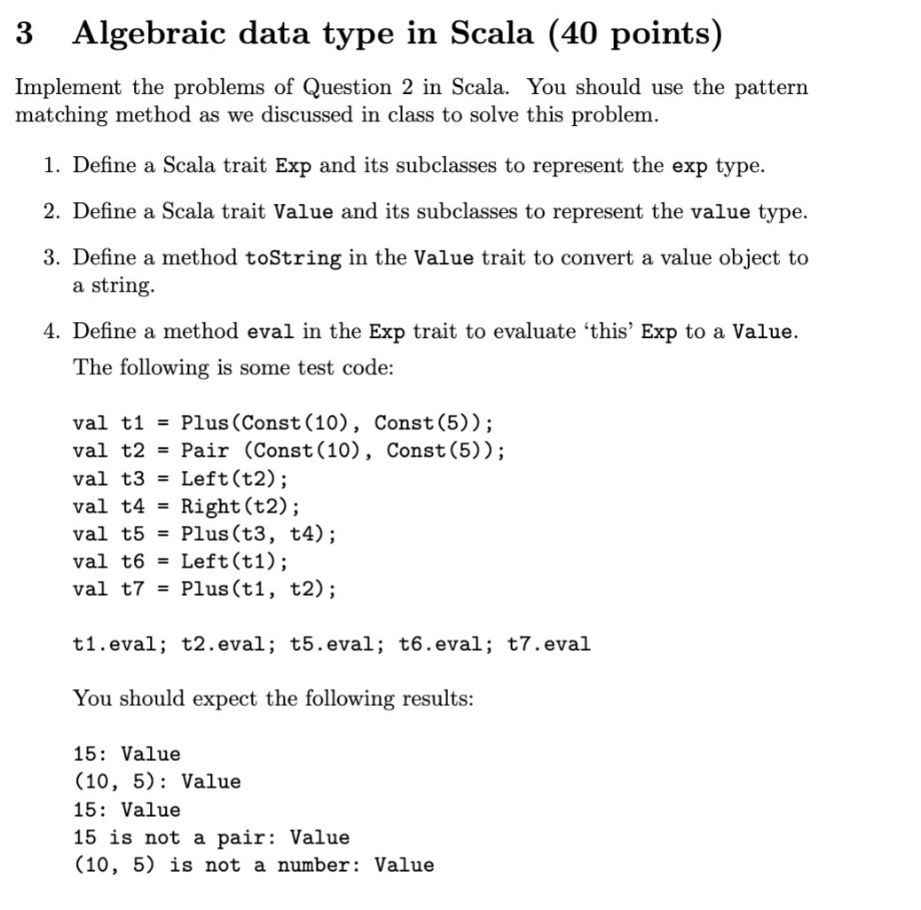  Based on section 2"2 Algebraic data type in SML", answer the