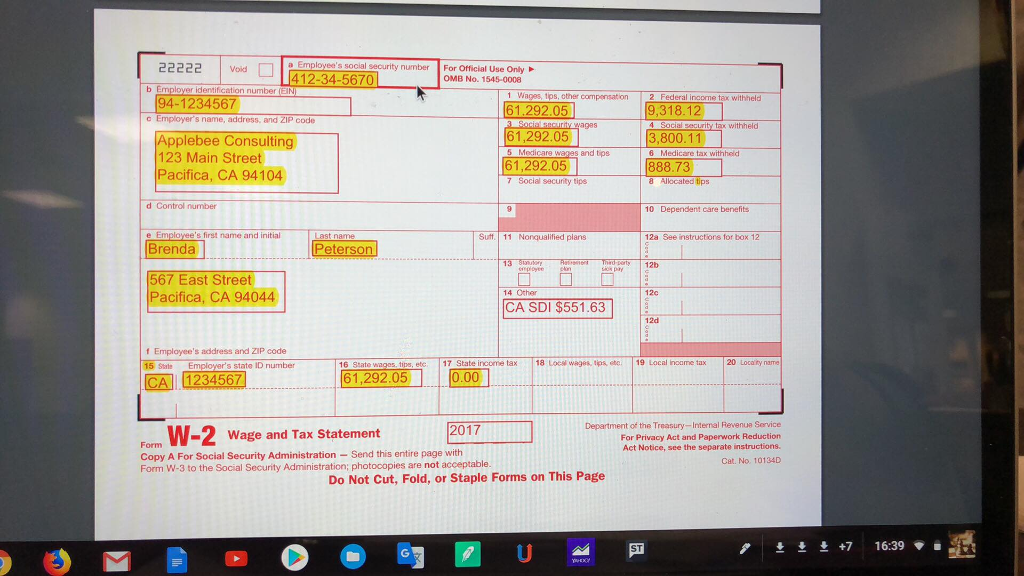 form 540-2EZ (California) for this problem. Staple the federal and California returns