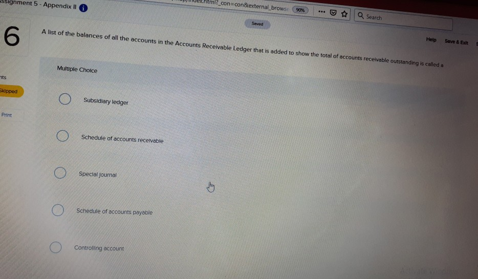 the sum of the credits to the subsidiary ledger The controlling account