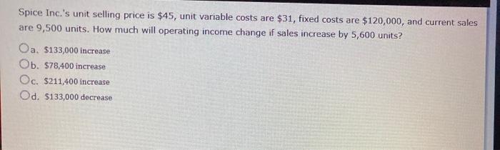 thank you. Bluegill Company sells 9,100 units at $120 per unit. Fixed