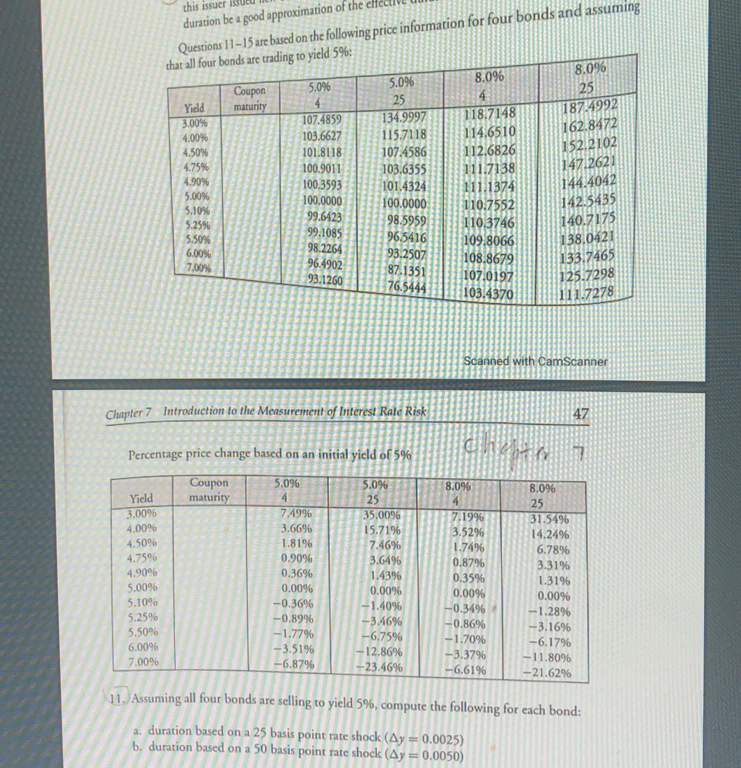 duration be a good approximation of the e\ Questions 11-15 are