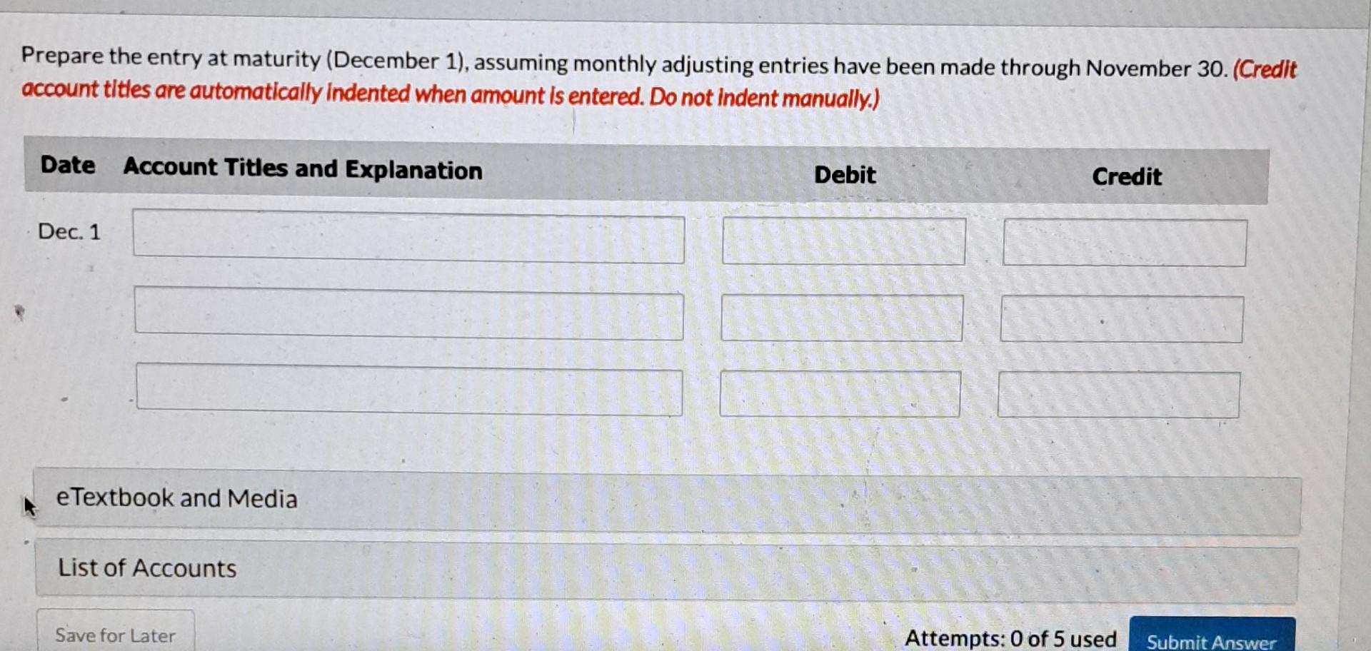 (Credit account titles are automatically indented when amount is entered. Do not