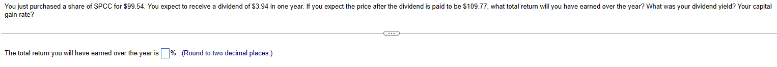  gain rate? The total return you will have earned over the