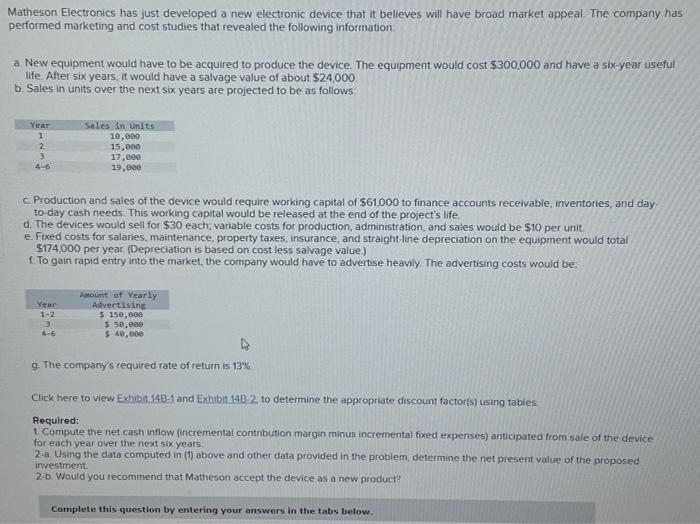 Matheson Electronics has just developed a new electronic device that it