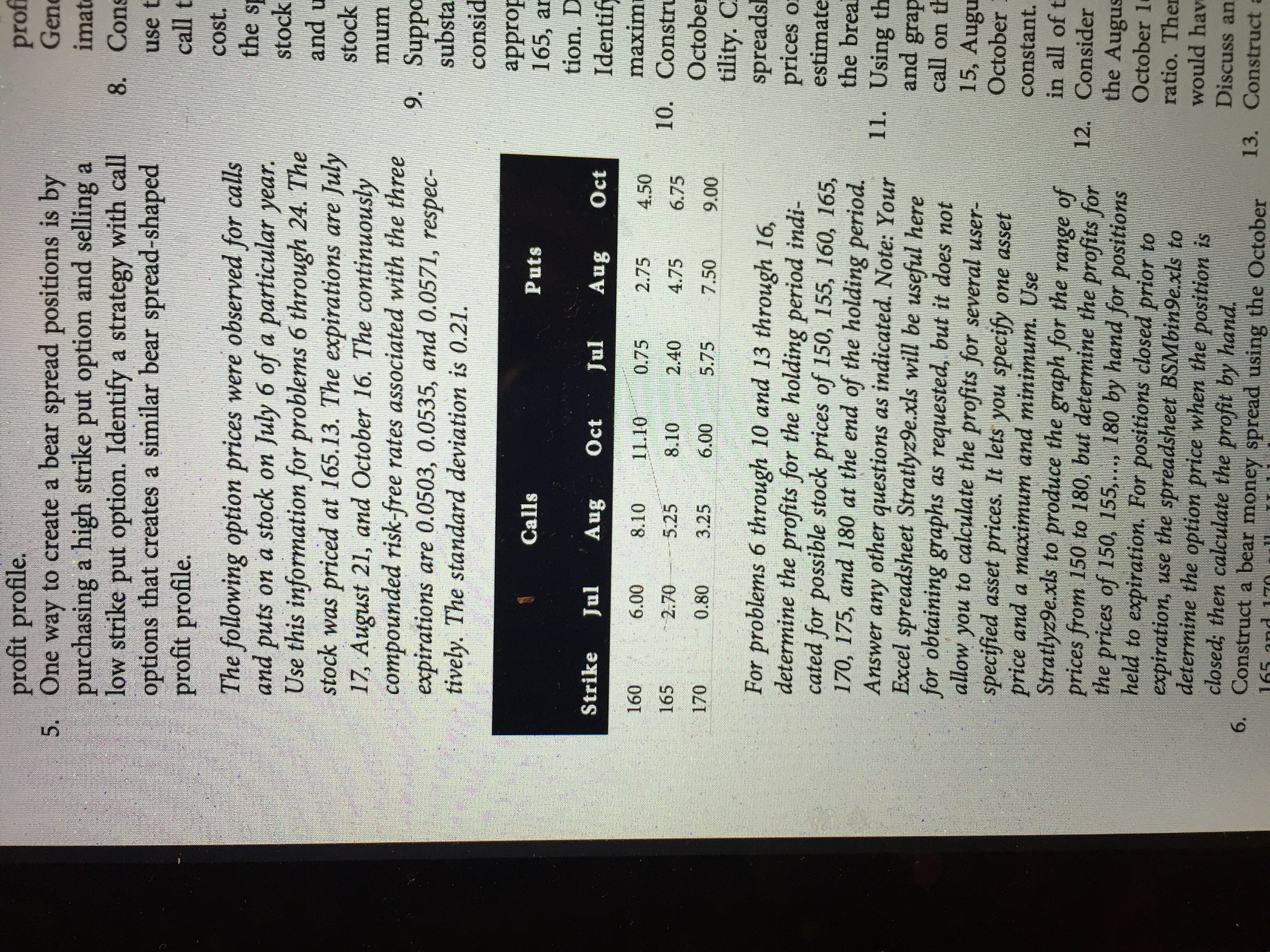 Consider a riskless spread with a long position in the August 160