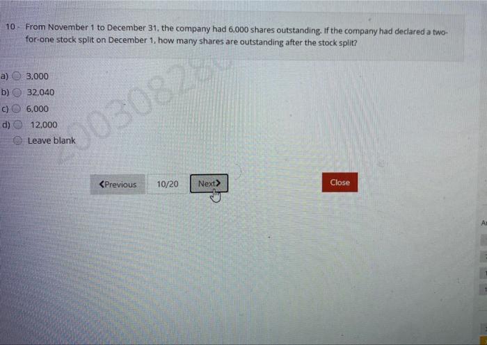 question in accountingplease answer as soon as possible 10. From November 1