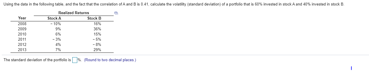  Using the data in the following table, and the fact that