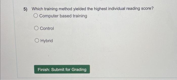 group O Hybrid training 2) Which training method resulted in the highest