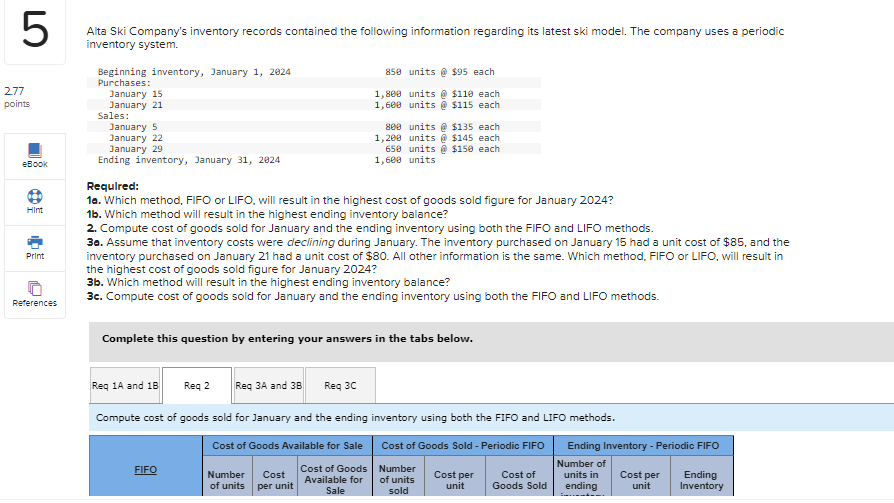 cost of goods sold figure for January 2024 ? 1b. Which method