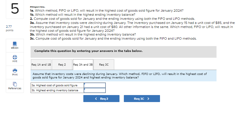 goods sold for January and the ending inventory using both the FIFO
