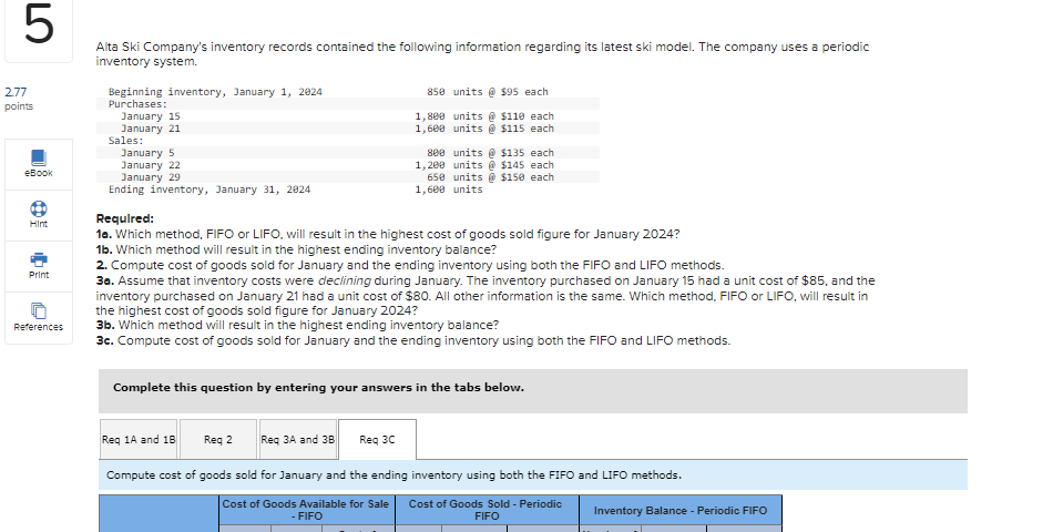 and LIFO methods. 30. Assume that inventory costs were declining during January.