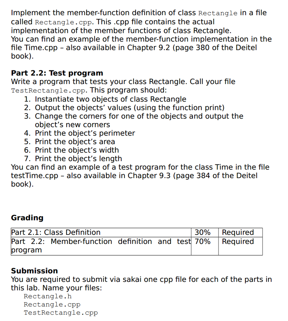 C++ to code this. name the different files. Problem Definition Create a