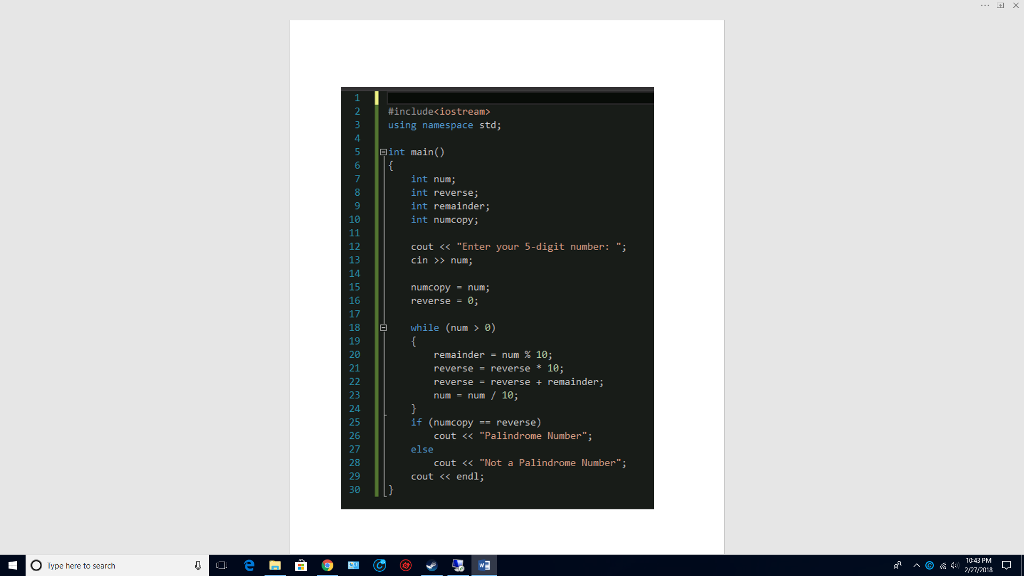 (C++) The following program reads in a five-digit integer and determines whether