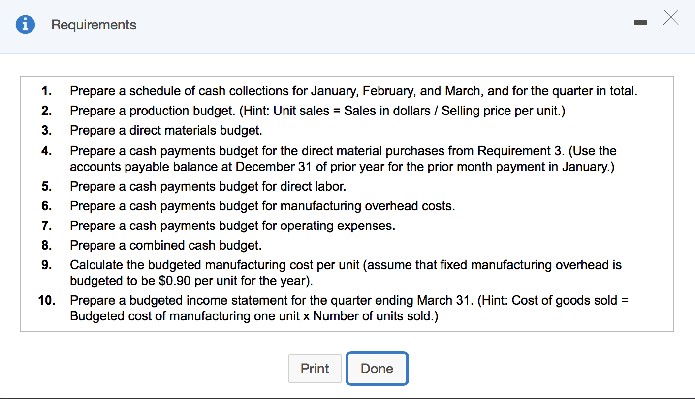 cash collections for January February, and March, and for the quarter in