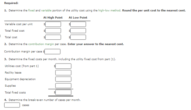 The January direct materials, direct labor, and factory overhead costs are as
