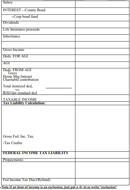 income, tax liability and net tax payable or refund due. (US Tax)