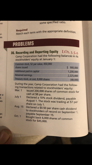 FinancialACCT2 Chapter 10 Problem 36 Recording and Reporting Equity Please finish filling